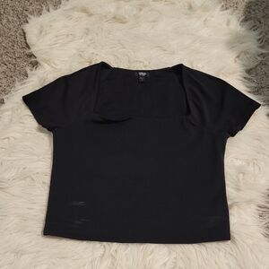 Express Body Contour Square Neck Crop Tee